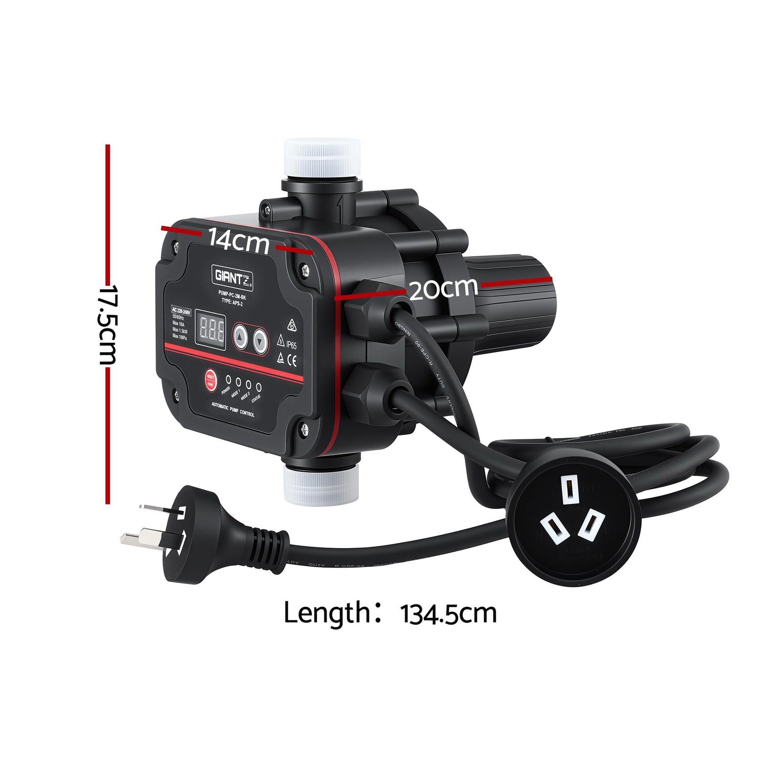 Digital Water Pump Controller 16A 1.5kW Max High Power Pressure Switch Adjustable 10Bar IP65