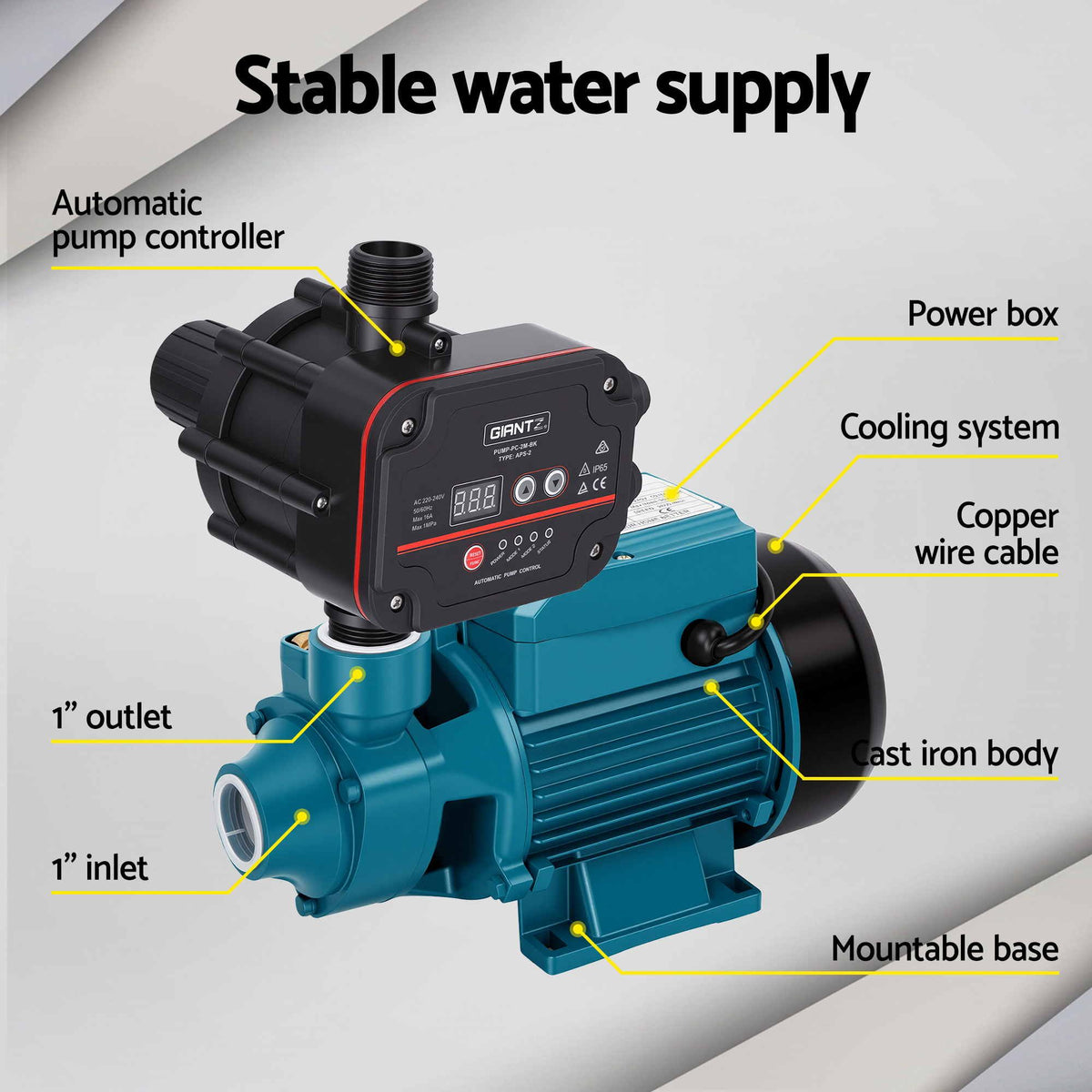 Peripheral Water Pump Auto Controller Booster Garden Irrigation 0.5HP