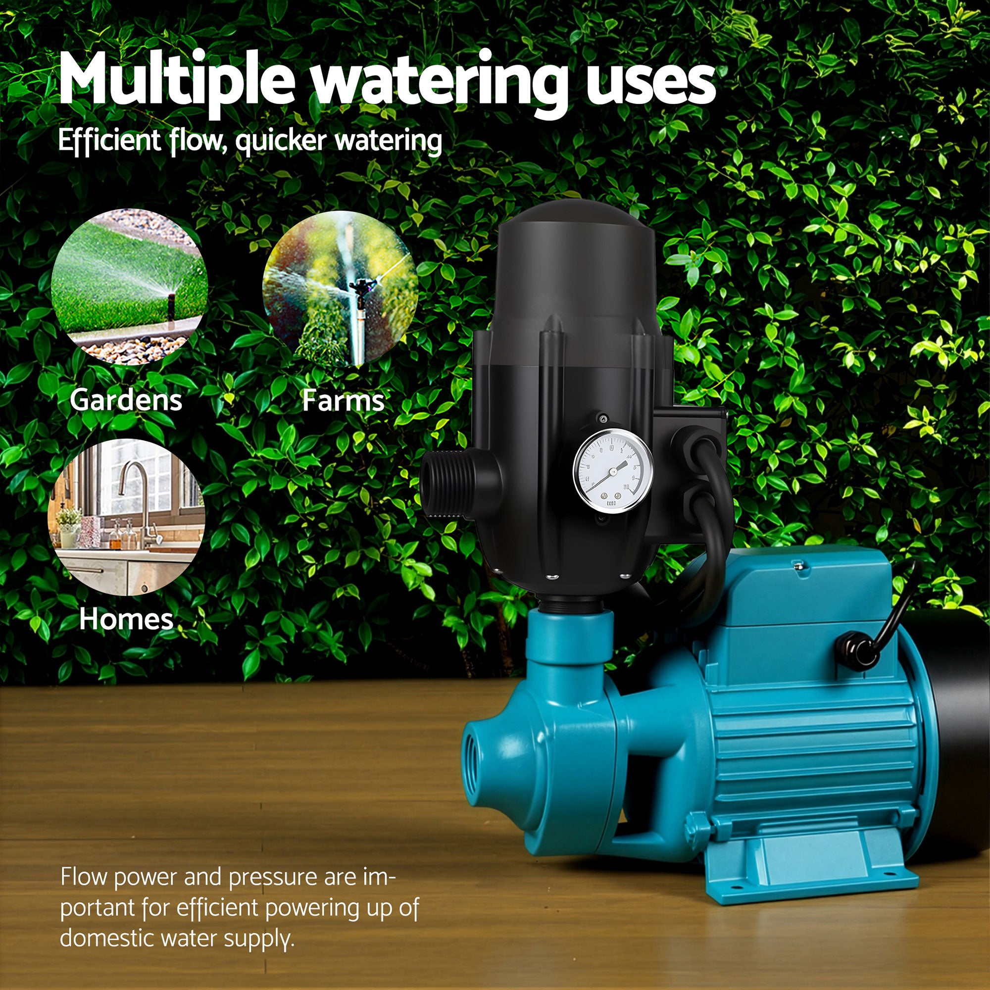Peripheral Water Pump Garden Boiler Car Wash Auto Irrigation QB80 Black