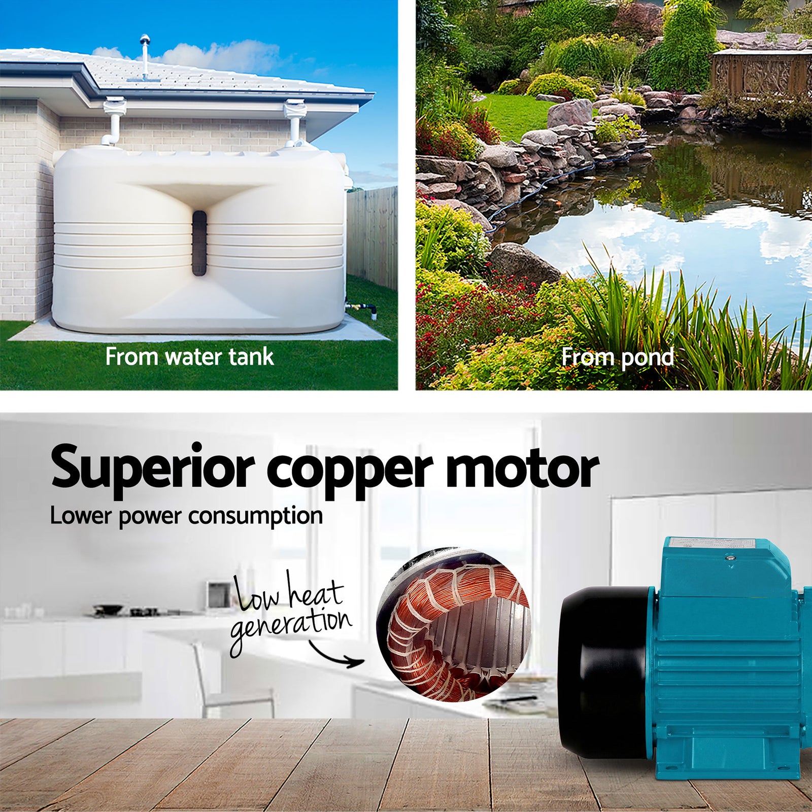 Peripheral Water Pump Garden Boiler Car Wash Auto Irrigation QB80 Black