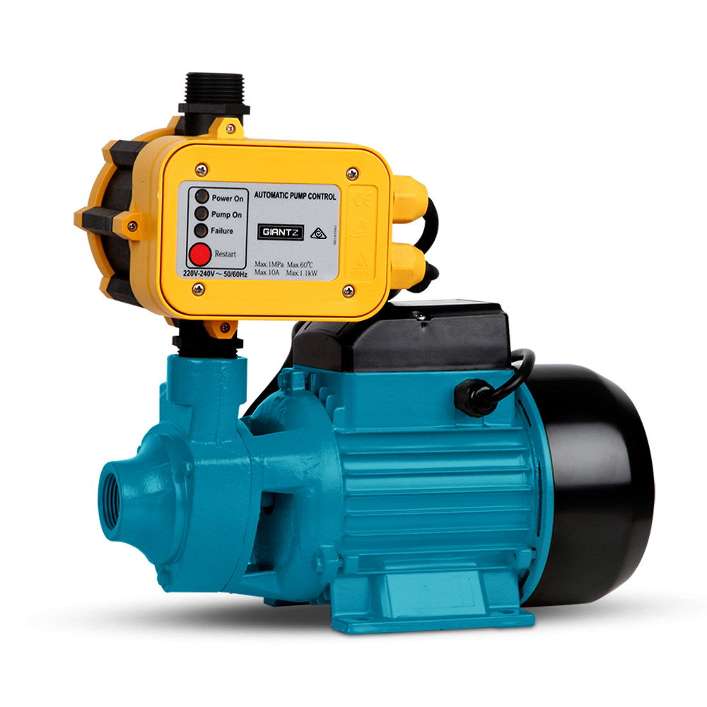 Peripheral Water Pump 750W Brass Impeller 3300L/h Auto Controller Yellow