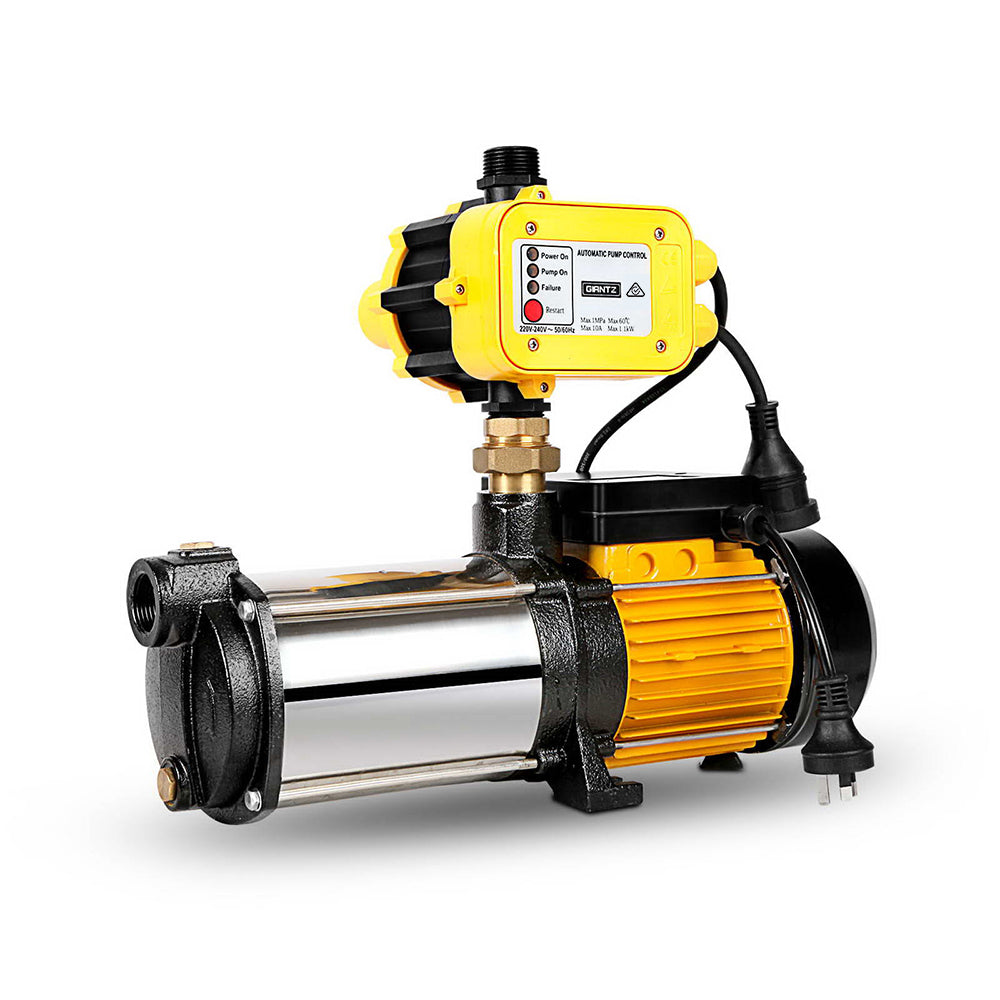 2000W Max 4-Stage Garden Water Pump High Pressure Irrigation Booster Pump, Automatic Multi-Stage External Sprinkler Pump for Rainwater Tank Transfer, Home Farm Lawn, Yellow