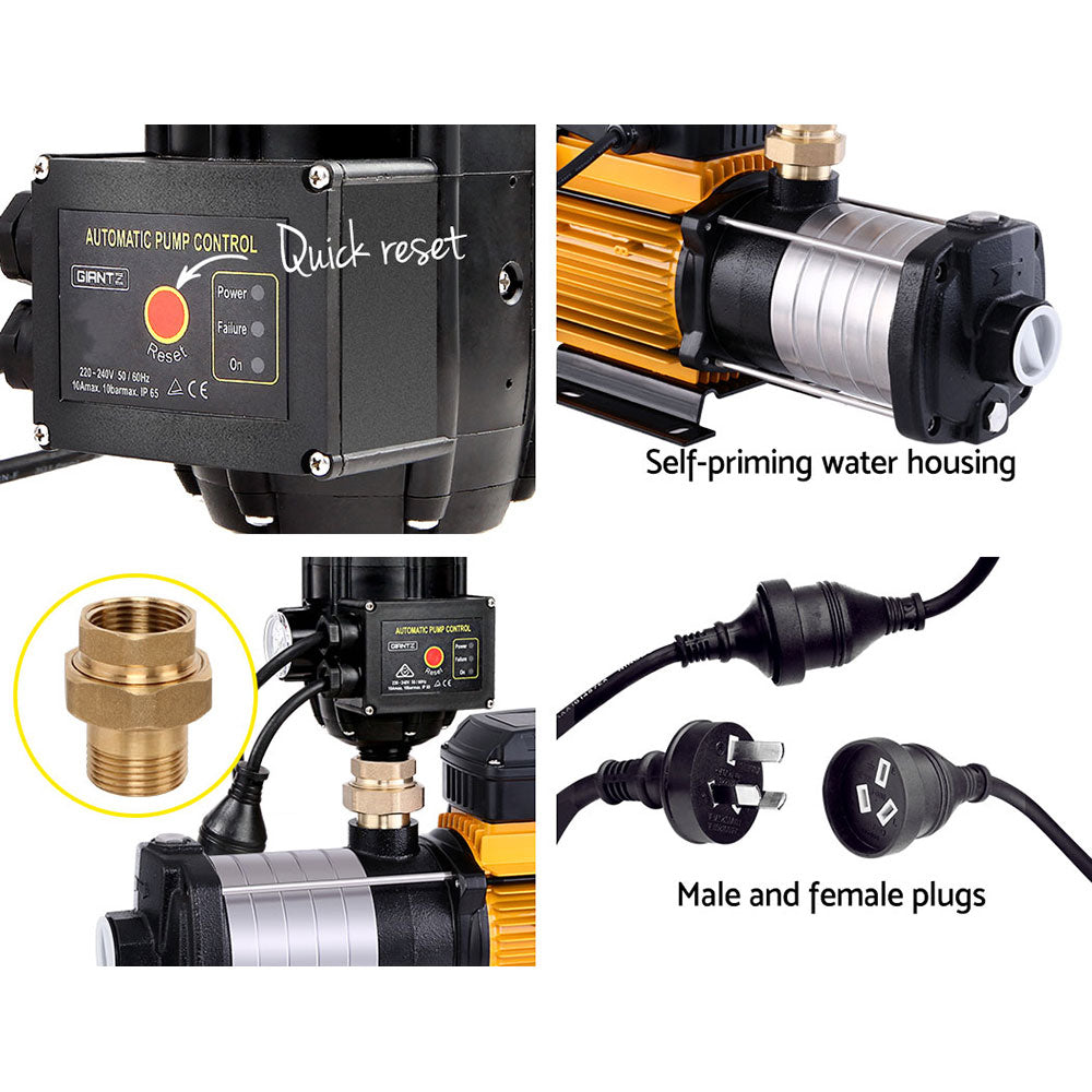 Garden Water Pump High Pressure 2500W Max 6-Stage Booster Pump House Black
