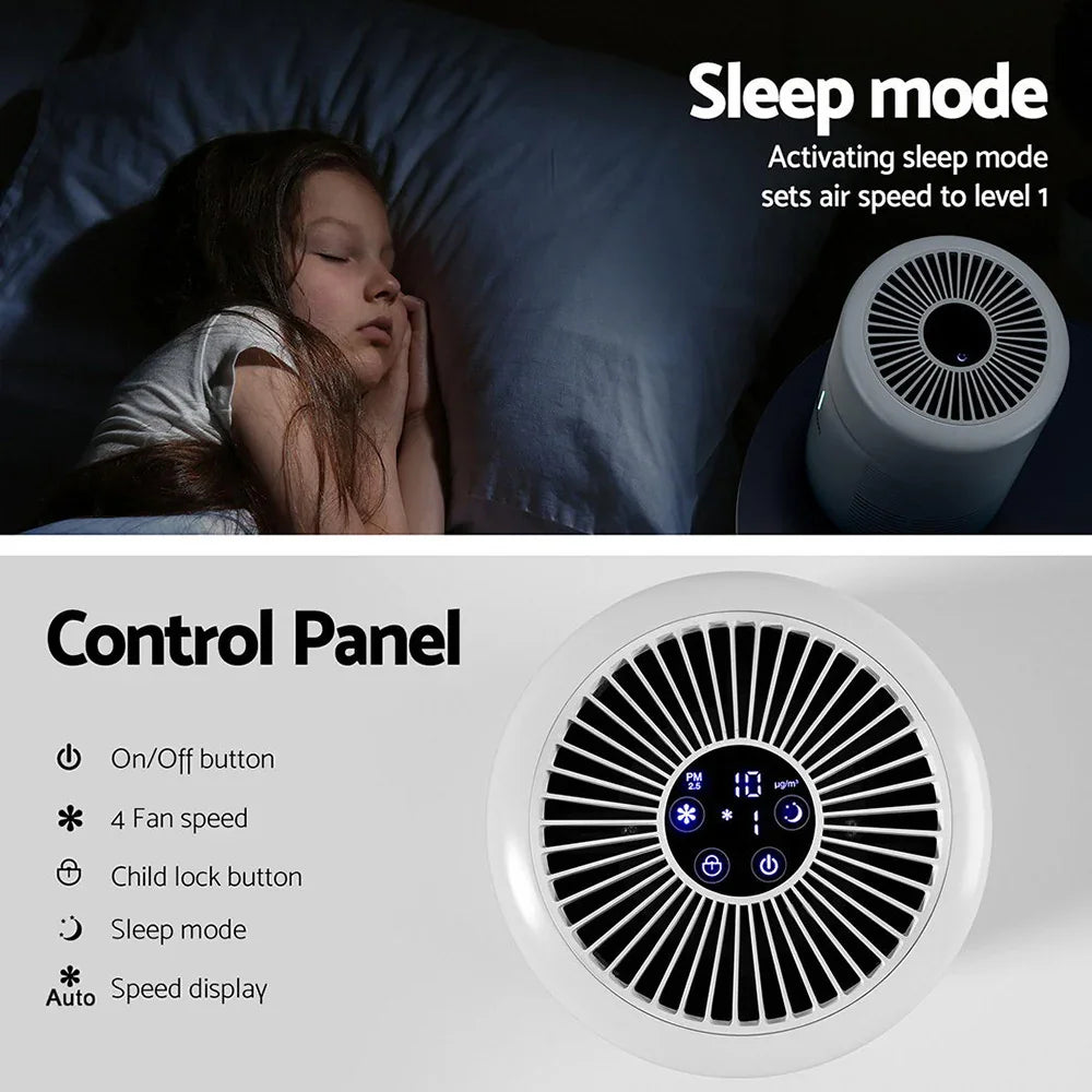 Air Purifier 3-layer HEPAh11 Filter Home Freshener Carbon PM2.5 Remover