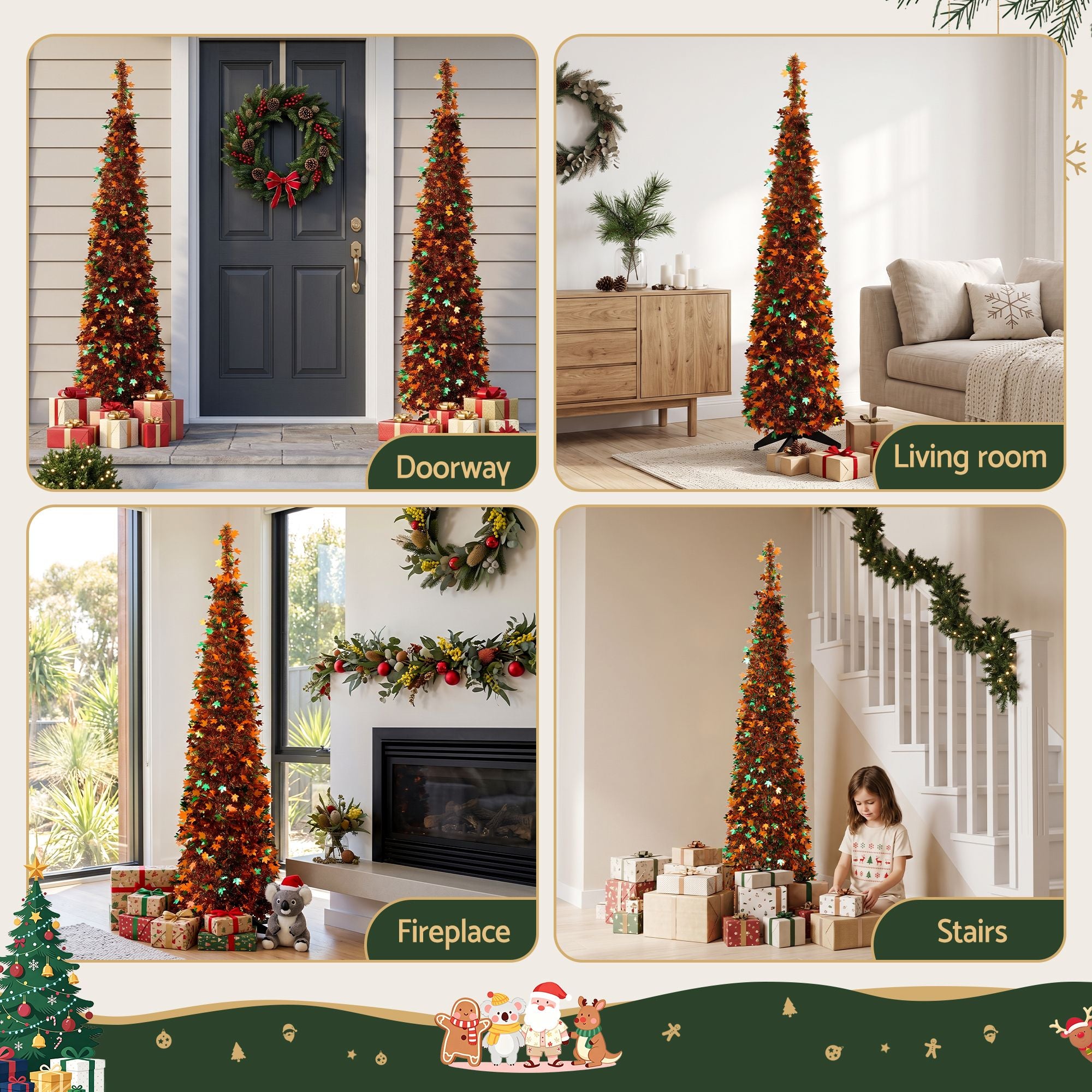 160cm Pop Up Christmas Tree Artificial Christmas Tree Golden Maple Leaf