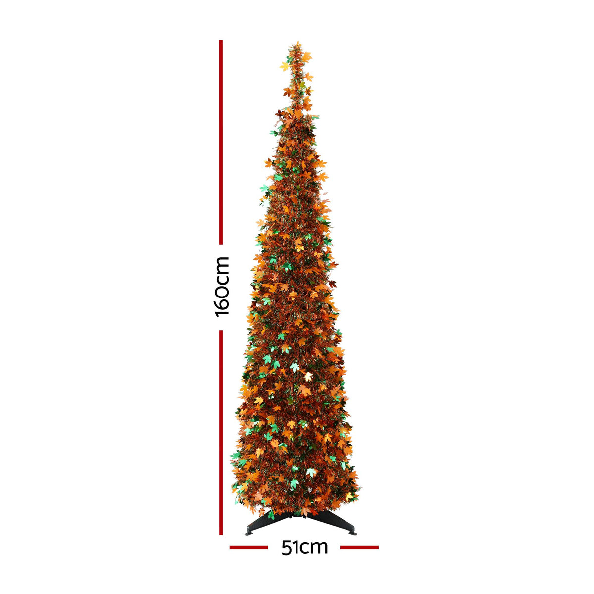 Jingle Jollys 160cm Pop Up Christmas Tree Artificial Golden Maple Leaf Design
