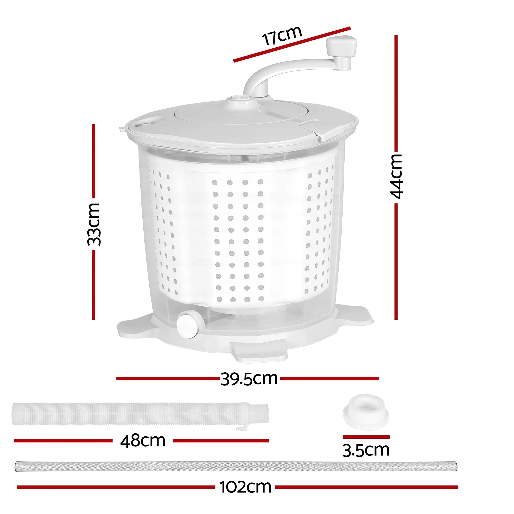 Portable Washing Machine Manual Spin Dryer Compact for Camping Caravan Apartment