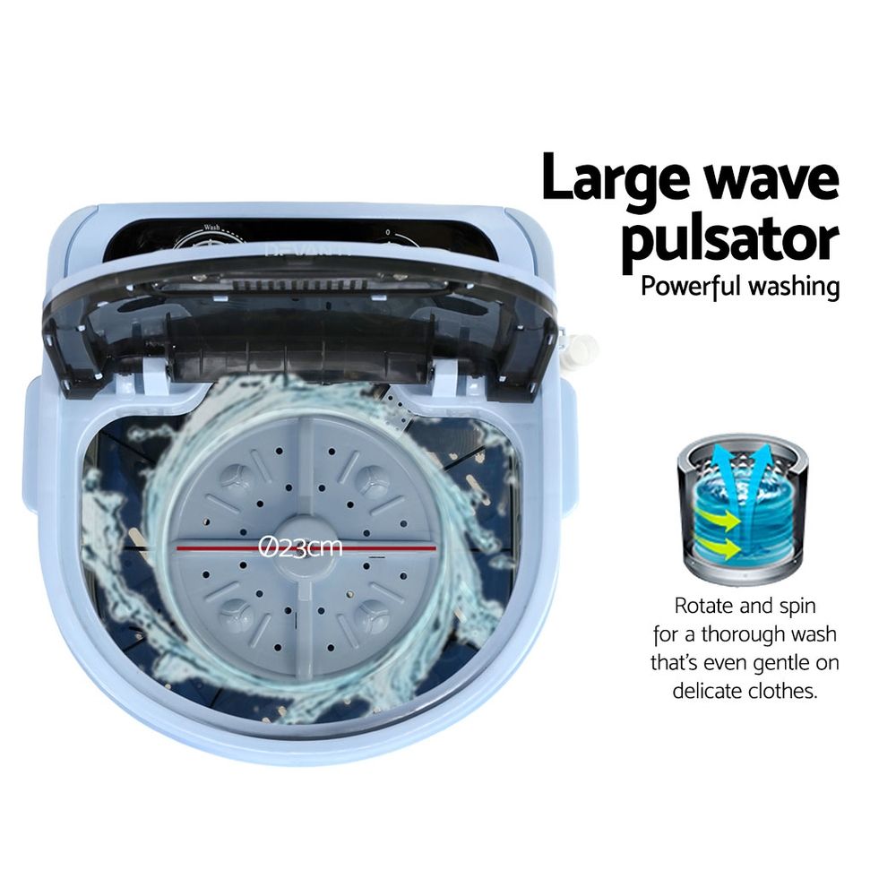 Portable Washing Machine – 3kg, 2‑in‑1 Wash & Spin, Shoe Brush, Compact