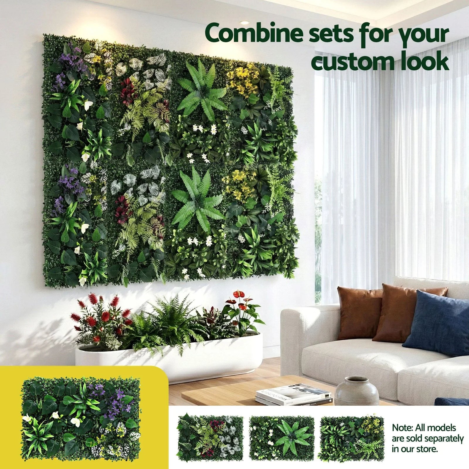 4PCS Artificial Plant Wall Panels 40X60CM Boxwood Panel Hedge Grass Backdrop Backyard Green Decor
