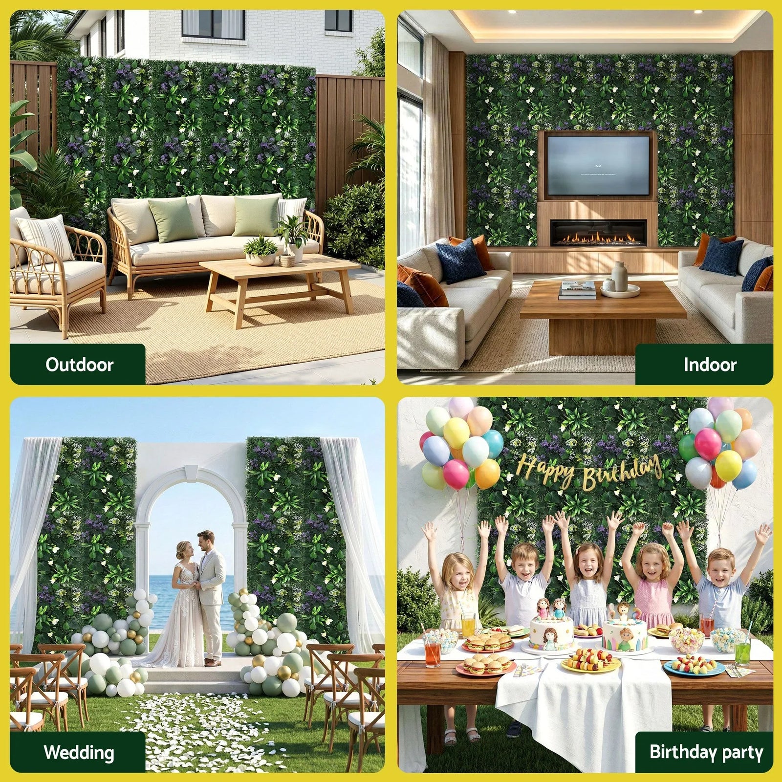 4PCS Artificial Plant Wall Panels 40X60CM Boxwood Panel Hedge Grass Backdrop Backyard Green Decor