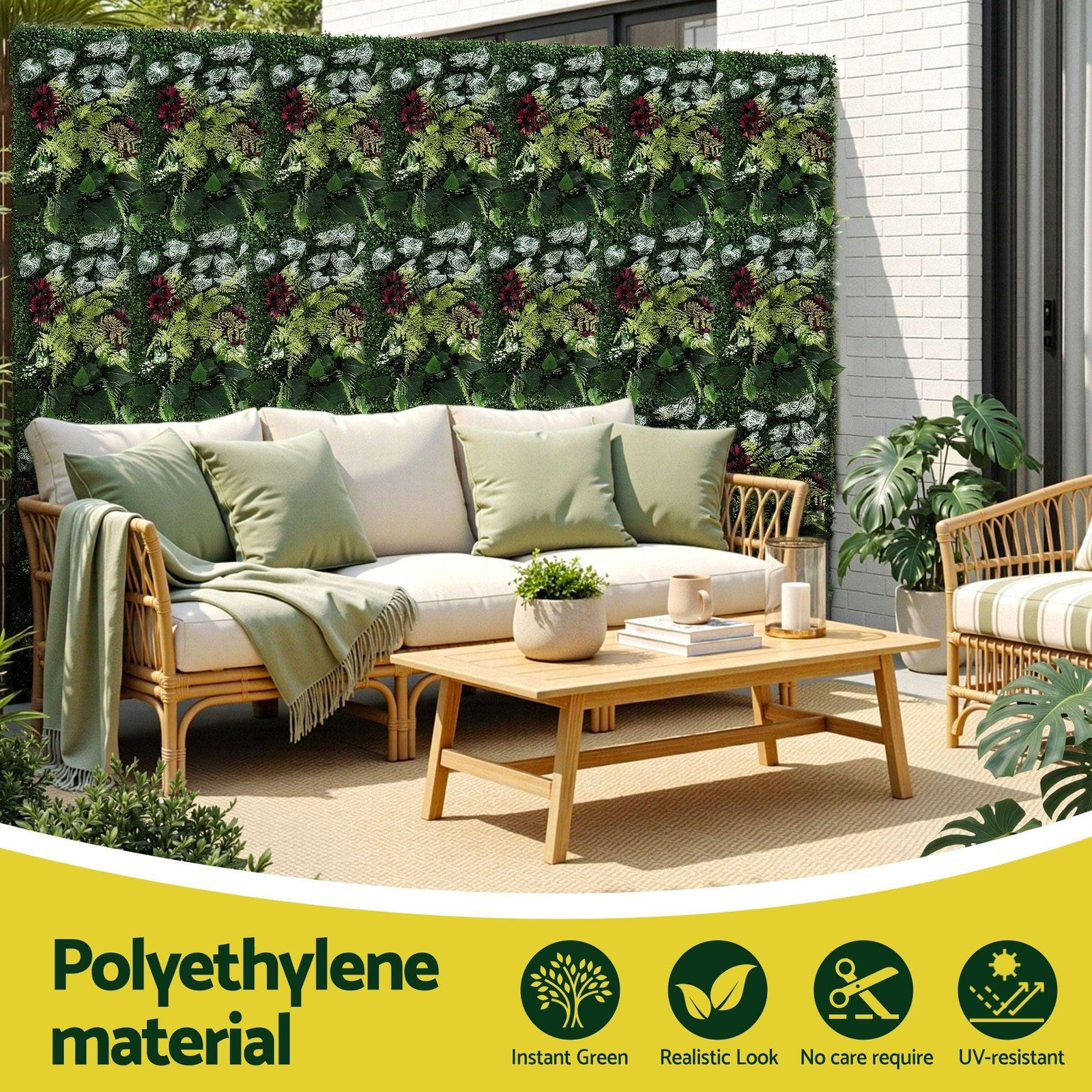 4PCS Artificial Plant Wall Panels 40X60CM Boxwood Panel Flower Backdrop Backyard Green Decor