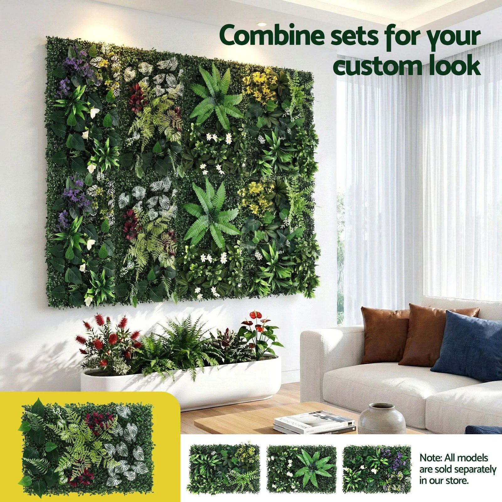 4PCS Artificial Plant Wall Panels 40X60CM Boxwood Panel Flower Backdrop Backyard Green Decor