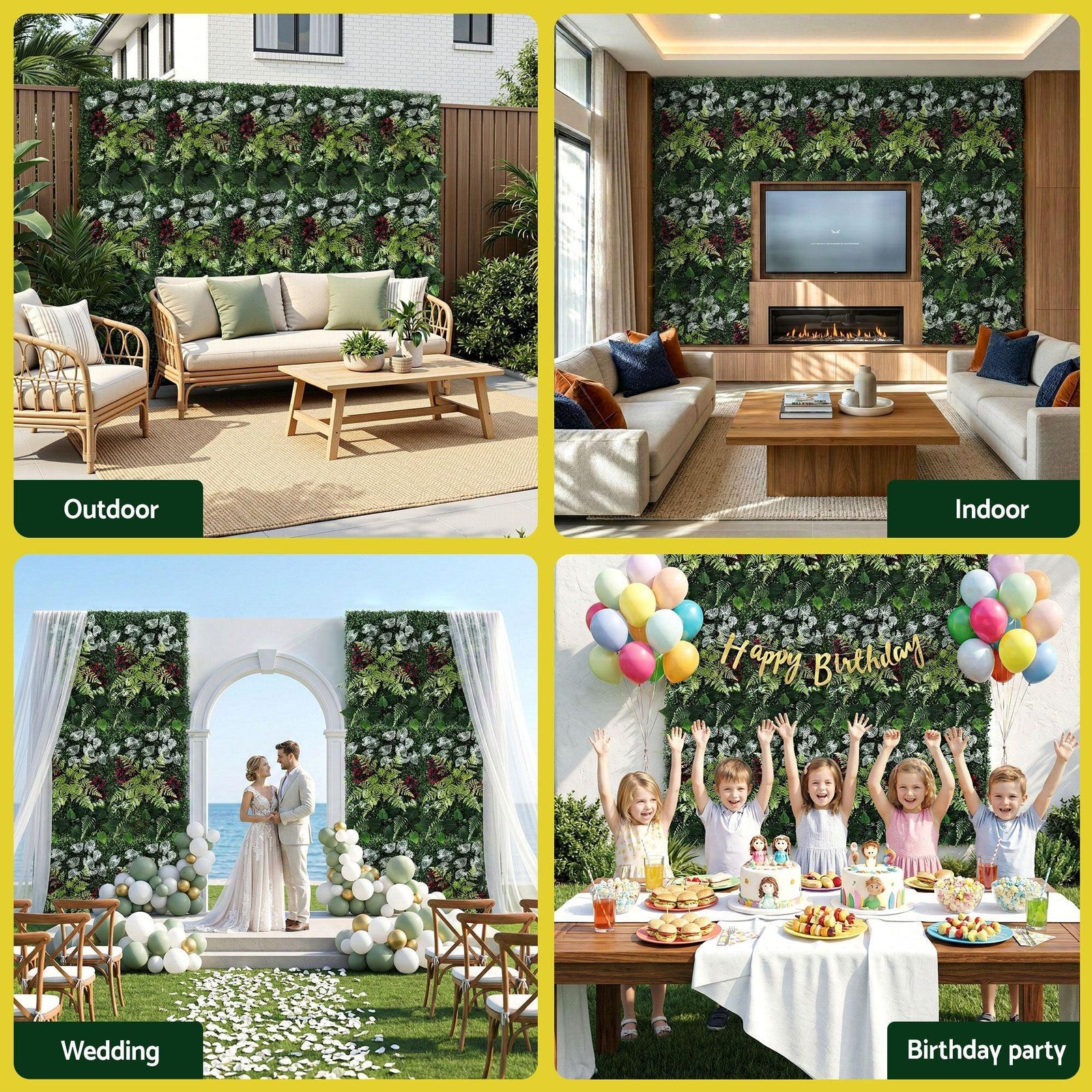 4PCS Artificial Plant Wall Panels 40X60CM Boxwood Panel Flower Backdrop Backyard Green Decor