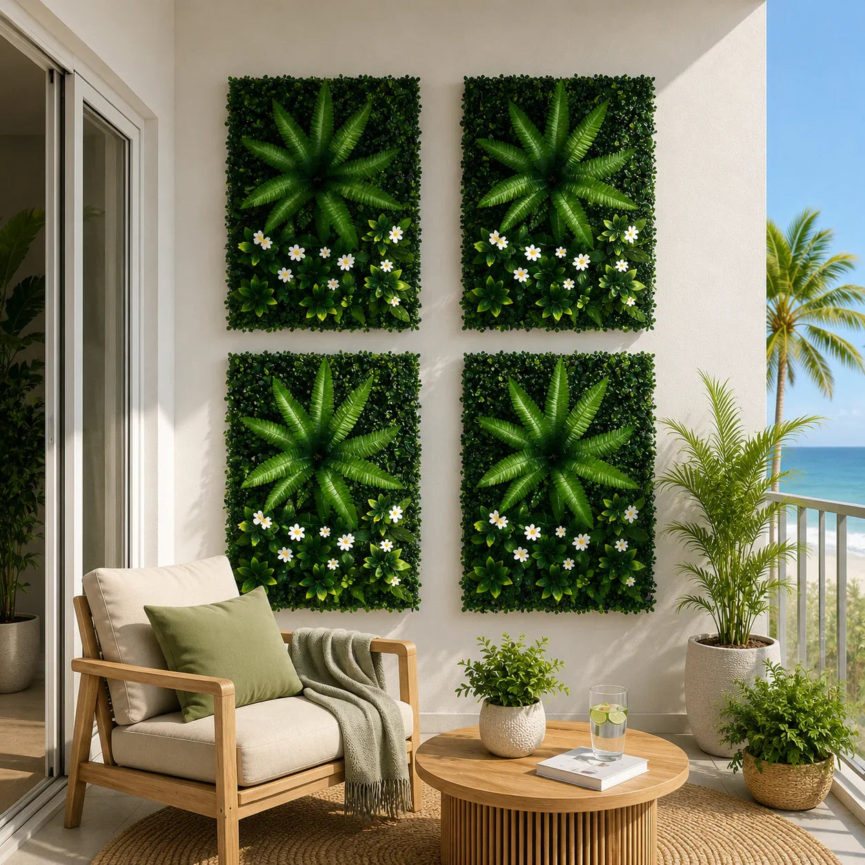 4PCS Artificial Plant Wall Panels 40X60CM Boxwood Panel Leaf Backdrop Backyard Green Decor