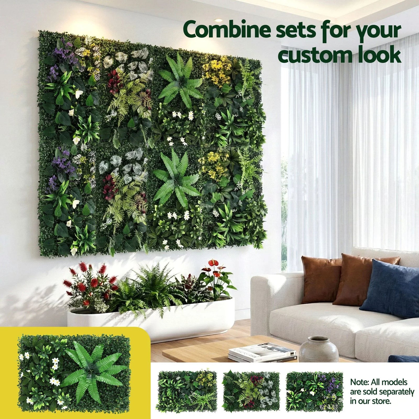 4PCS Artificial Plant Wall Panels 40X60CM Boxwood Panel Leaf Backdrop Backyard Green Decor