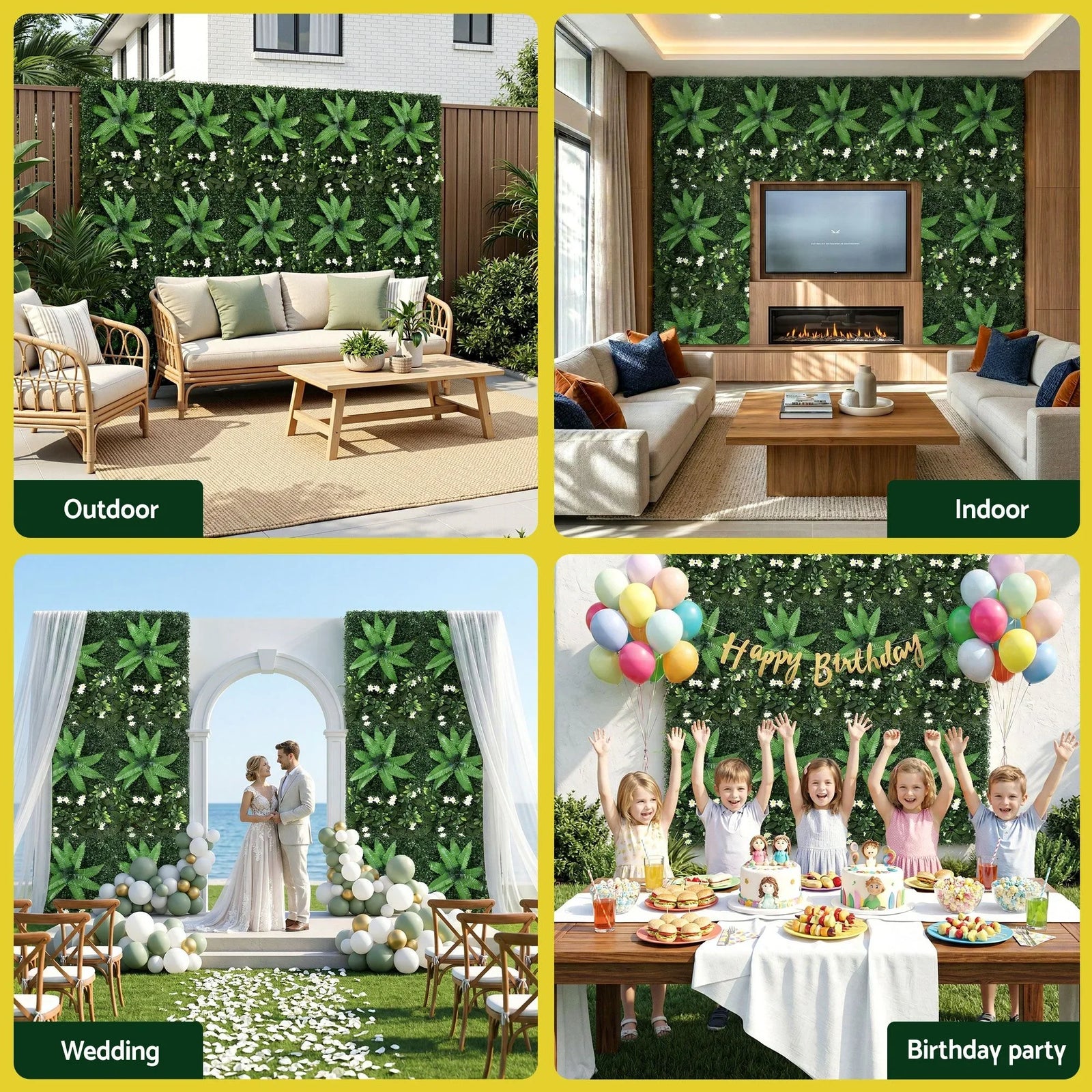 4PCS Artificial Plant Wall Panels 40X60CM Boxwood Panel Leaf Backdrop Backyard Green Decor