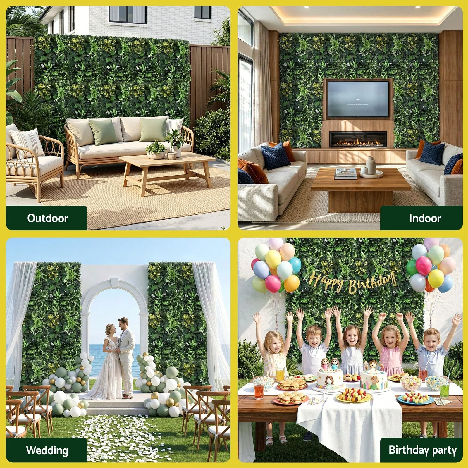 4PCS Artificial Plant Wall Panels 40X60CM Boxwood Panel Backyard Hedge Grass Backdrop Green Decor