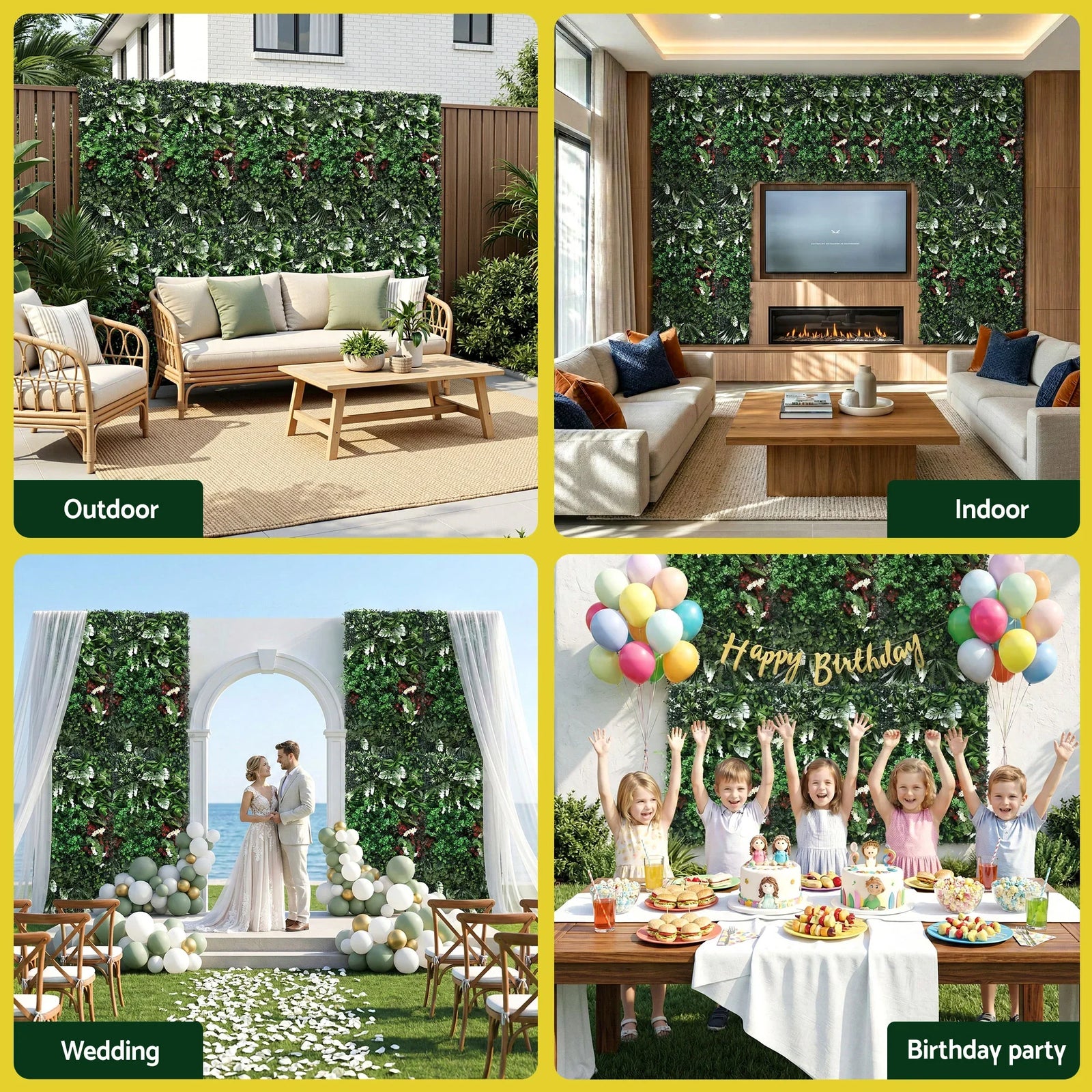 Artificial Plant Wall Panels 50X100CM Boxwood Panel Hedge Grass Backdrop Green Decor Backyard