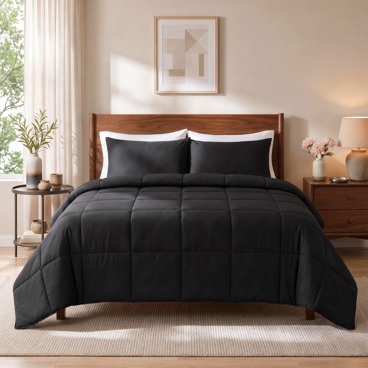 200GSM Bamboo Microfibre King Quilt, Lightweight All Season Doona Combo