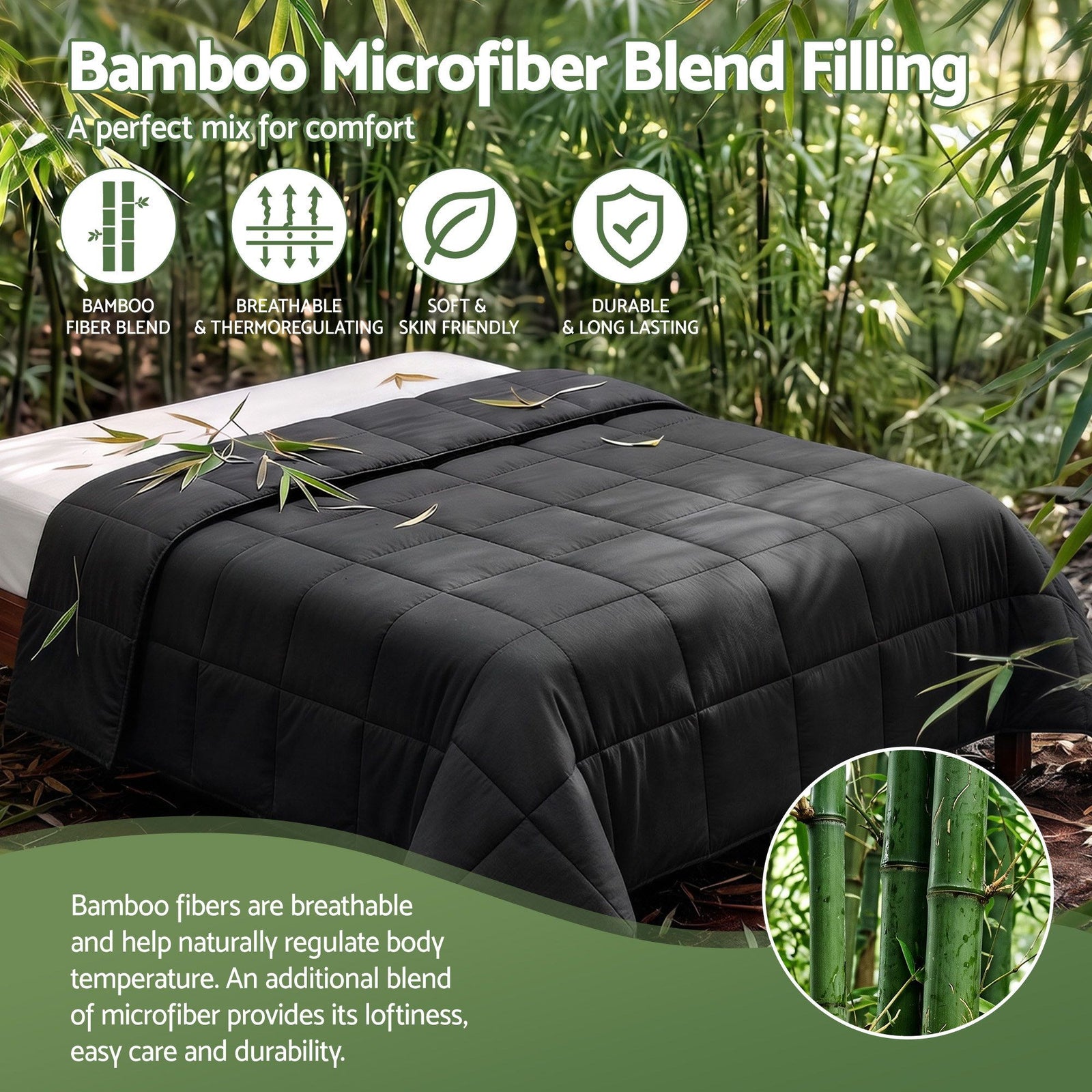 Giselle 200GSM Bamboo Microfibre Super King Quilt Lightweight All Season Doona