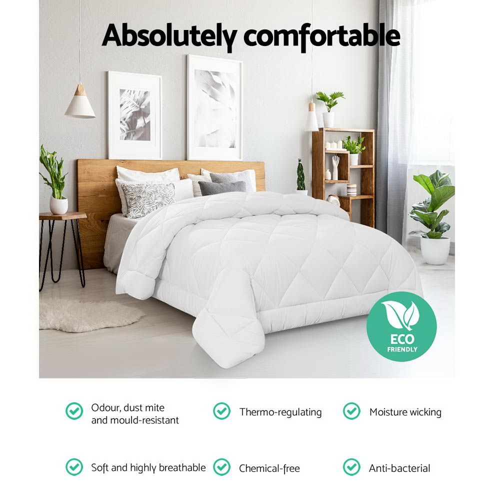 Giselle Bedding Bamboo Quilt 700GSM, Super King, Winter Warm, Microfibre White