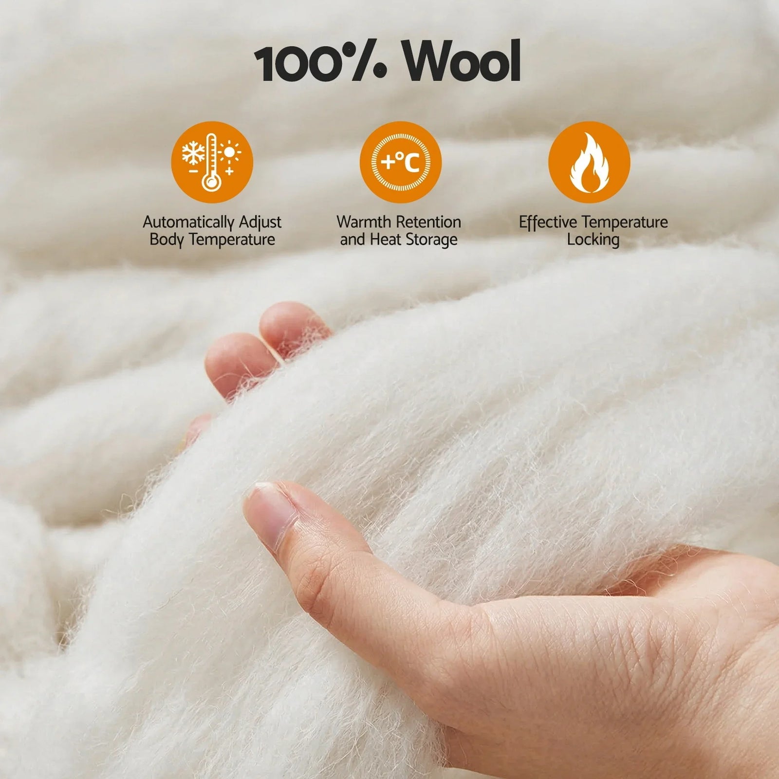 Wool Quilt 500GSM Thick Queen Winter Doona Baffle Box Construction 100% Wool Filling