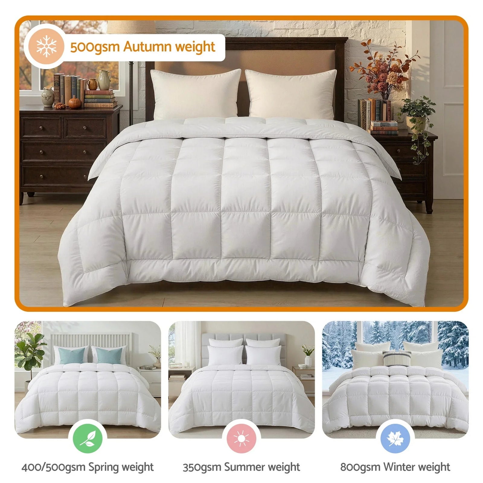 Wool Quilt 500GSM Thick Super King Winter Doona Baffle Box Construction 100% Wool Filling
