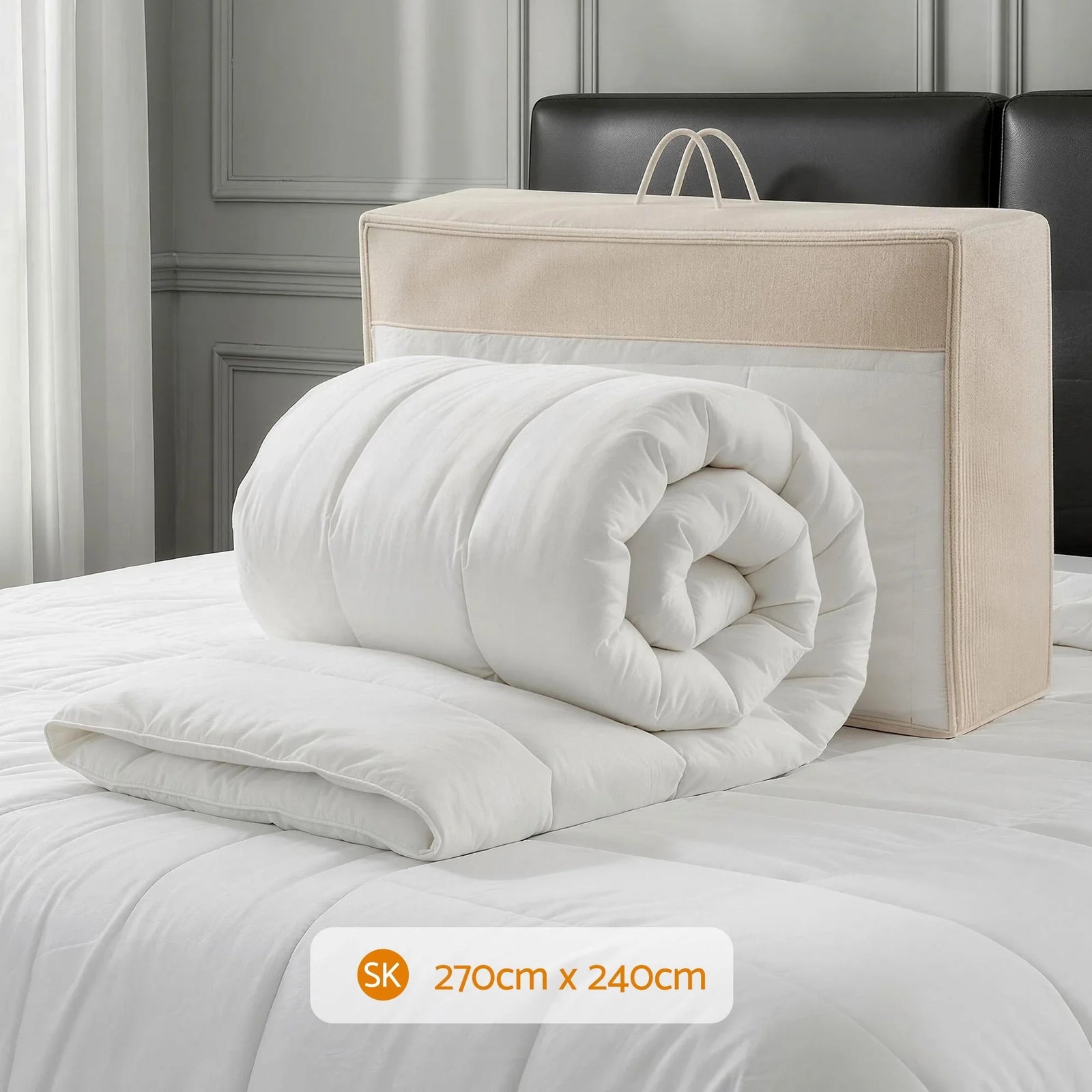 Wool Quilt 800GSM Extra Thick Super King Winter Doona Baffle Box Construction 100% Wool Filling