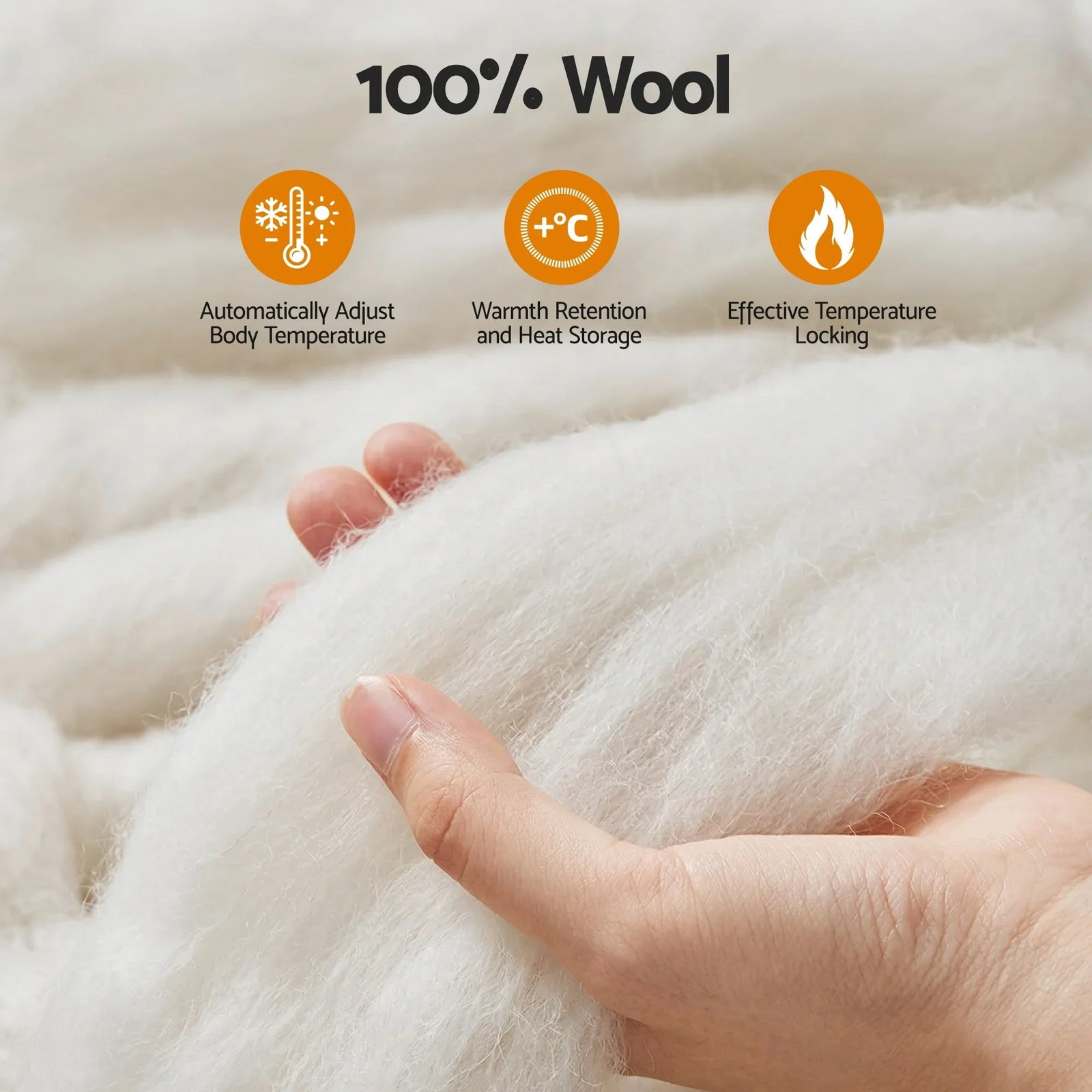 Wool Quilt 800GSM Extra Thick Super King Winter Doona Baffle Box Construction 100% Wool Filling