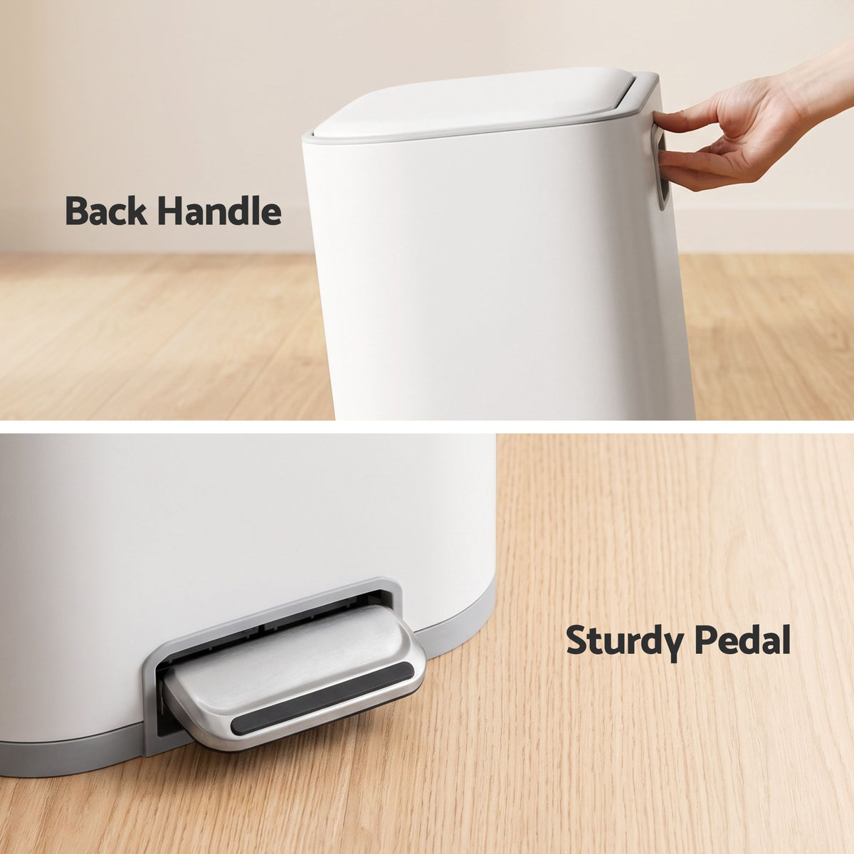 Cefito 20L Pedal Rubbish Bin Soft Close, Steel Kitchen Trash Can White