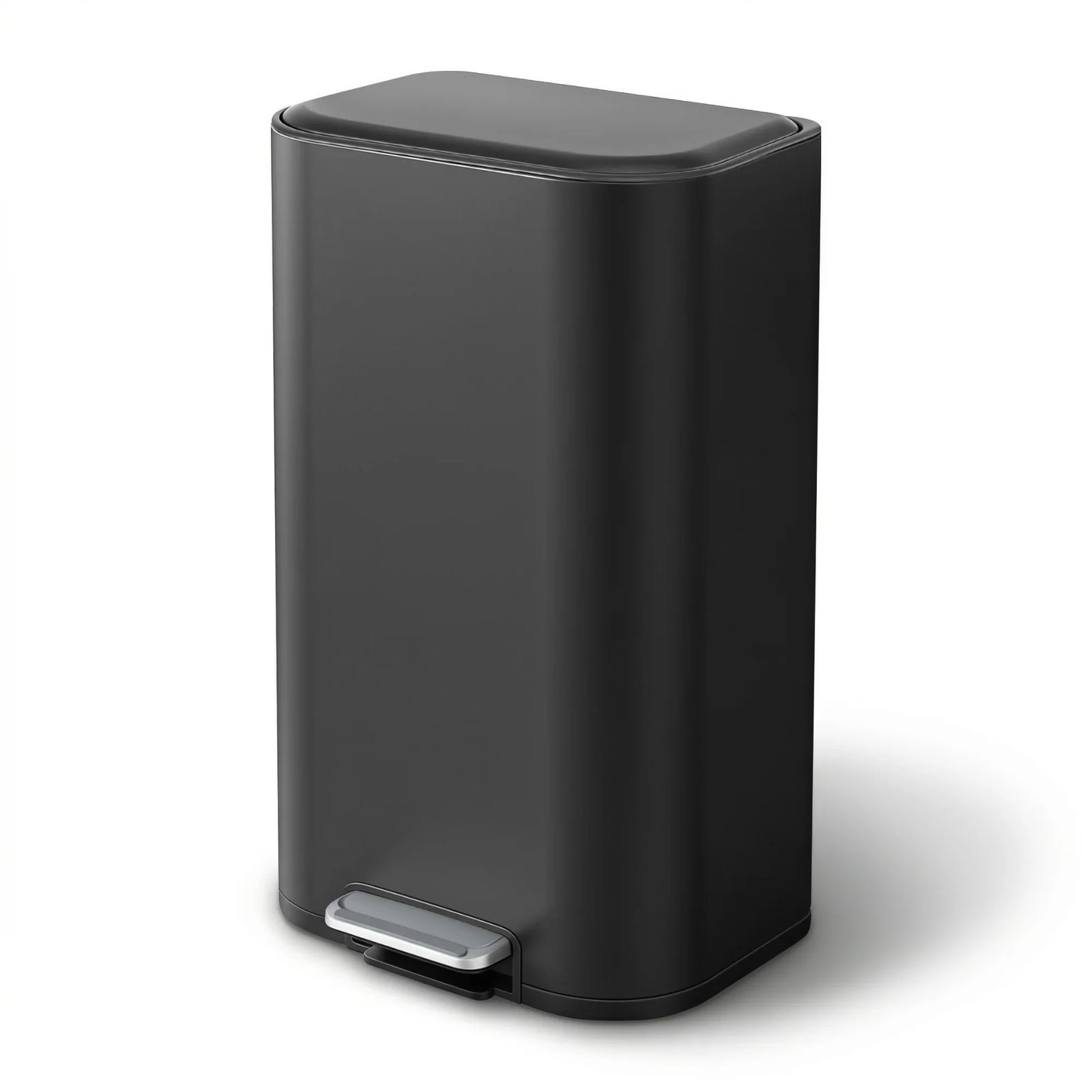Kitchen Trash Can 40L Pedal Bins Rubbish Bin Steel with Soft Close Lid, Removable Inner Bucket, Rectangular Garbage Can Recycling Bin, Black