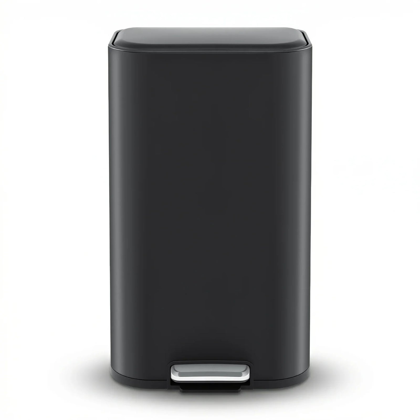 Kitchen Trash Can 40L Pedal Bins Rubbish Bin Steel with Soft Close Lid, Removable Inner Bucket, Rectangular Garbage Can Recycling Bin, Black