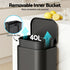 Kitchen Trash Can 40L Pedal Bins Rubbish Bin Steel with Soft Close Lid, Removable Inner Bucket, Rectangular Garbage Can Recycling Bin, Black