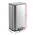 Kitchen Trash Can 40L Pedal Bins Rubbish Bin Steel with Soft Close Lid, Removable Inner Bucket, Rectangular Garbage Can Recycling Bin, Silver