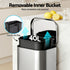 Kitchen Trash Can 40L Pedal Bins Rubbish Bin Steel with Soft Close Lid, Removable Inner Bucket, Rectangular Garbage Can Recycling Bin, Silver