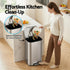 Kitchen Trash Can 40L Pedal Bins Rubbish Bin Steel with Soft Close Lid, Removable Inner Bucket, Rectangular Garbage Can Recycling Bin, Silver
