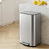 Kitchen Trash Can 40L Pedal Bins Rubbish Bin Steel with Soft Close Lid, Removable Inner Bucket, Rectangular Garbage Can Recycling Bin, Silver