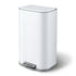 Kitchen Trash Can 40L Pedal Bins Rubbish Bin Steel with Soft Close Lid, Removable Inner Bucket, Rectangular Garbage Can Recycling Bin, White