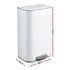 Kitchen Trash Can 40L Pedal Bins Rubbish Bin Steel with Soft Close Lid, Removable Inner Bucket, Rectangular Garbage Can Recycling Bin, White