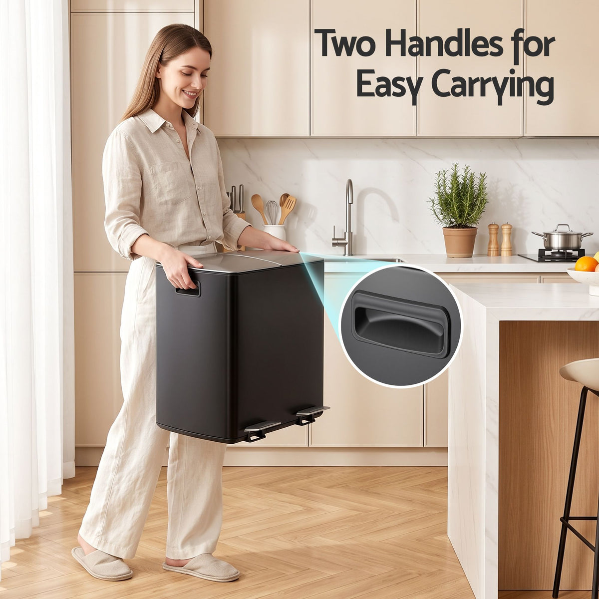 Cefito Pedal Bins Rubbish Bin Dual Compartment Waste Recycle Dustbins 40L Black