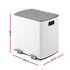 Cefito Pedal Bins Rubbish Bin Dual Compartment Waste Recycle Dustbins 40L White
