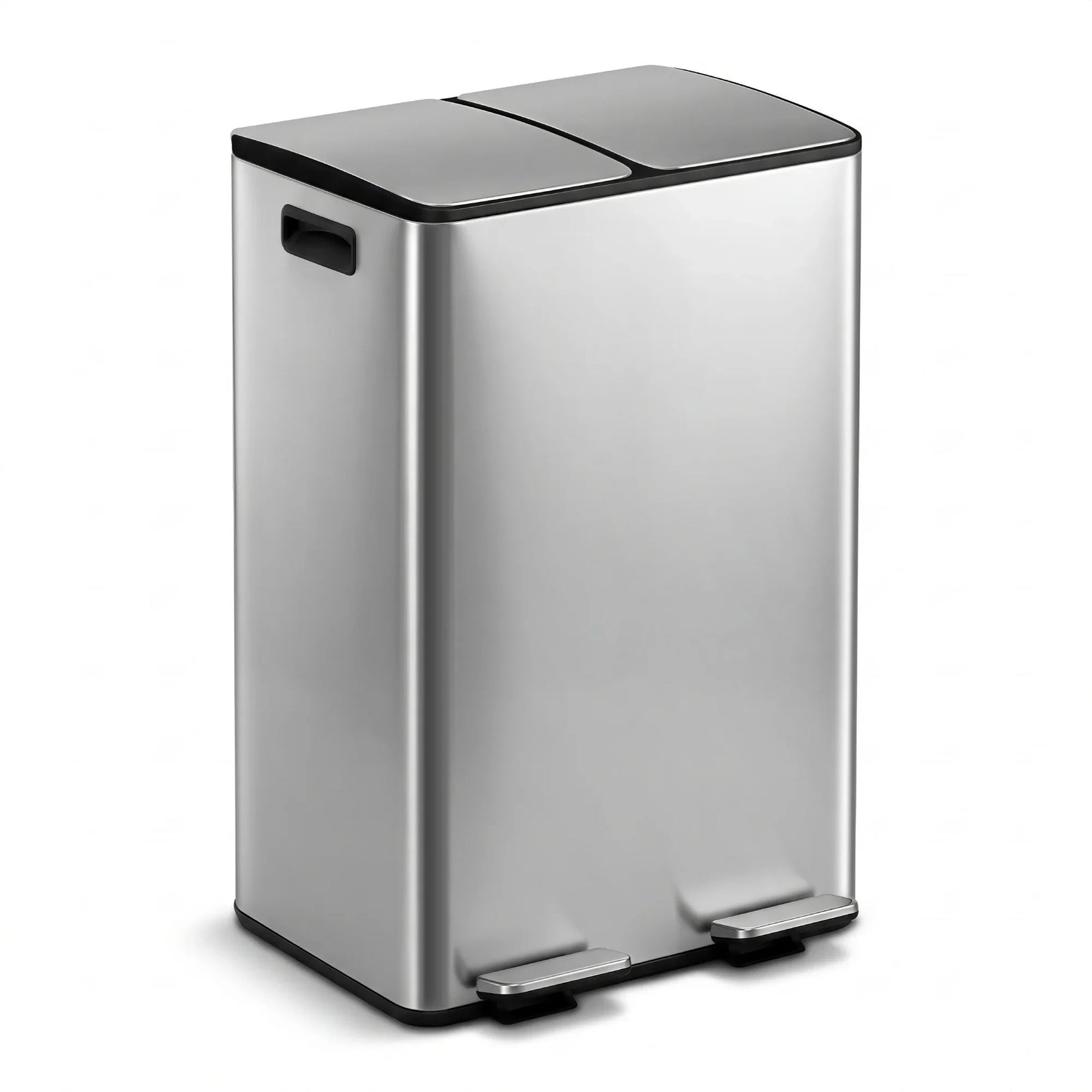 Pedal Bins Rubbish Bin Dual Compartment Waste Recycle Dustbins 60L Silver