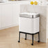 Cefito 40L Stainless Steel Kitchen Rubbish Bin Press Top Lid on Wheels White