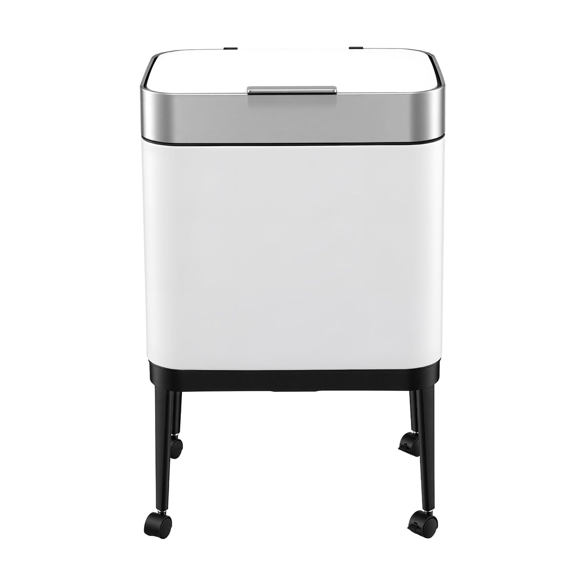 Cefito 40L Stainless Steel Kitchen Rubbish Bin Press Top Lid on Wheels White