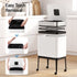 Cefito 40L Stainless Steel Kitchen Rubbish Bin Press Top Lid on Wheels White