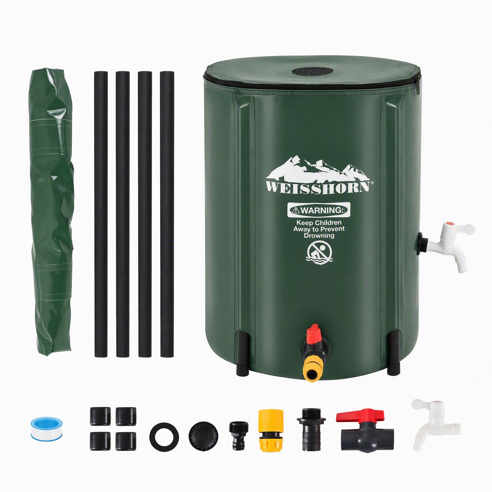 50L/11gal Collapsible Rain Barrel PVC Water Tank Collection Storage for Garden Irrigation