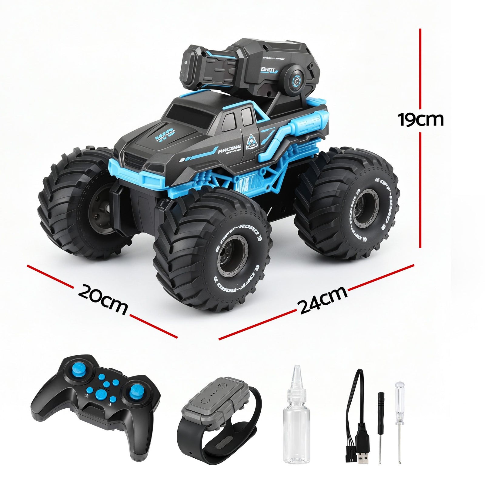 Keezi Kids Amphibious 2.4GHz Remote Control Car Boat with Water Spray Blue