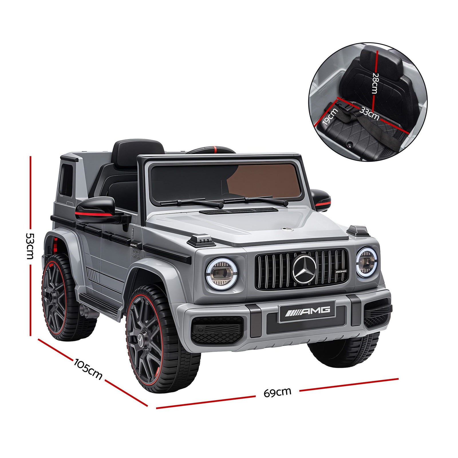 Kids Ride‑On Car – 12V Electric, Remote Control, Twin Motors, Grey