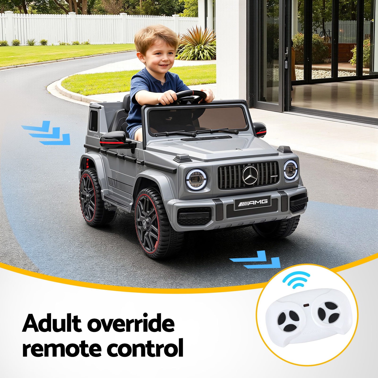 Kids Ride‑On Car – 12V Electric, Remote Control, Twin Motors, Grey