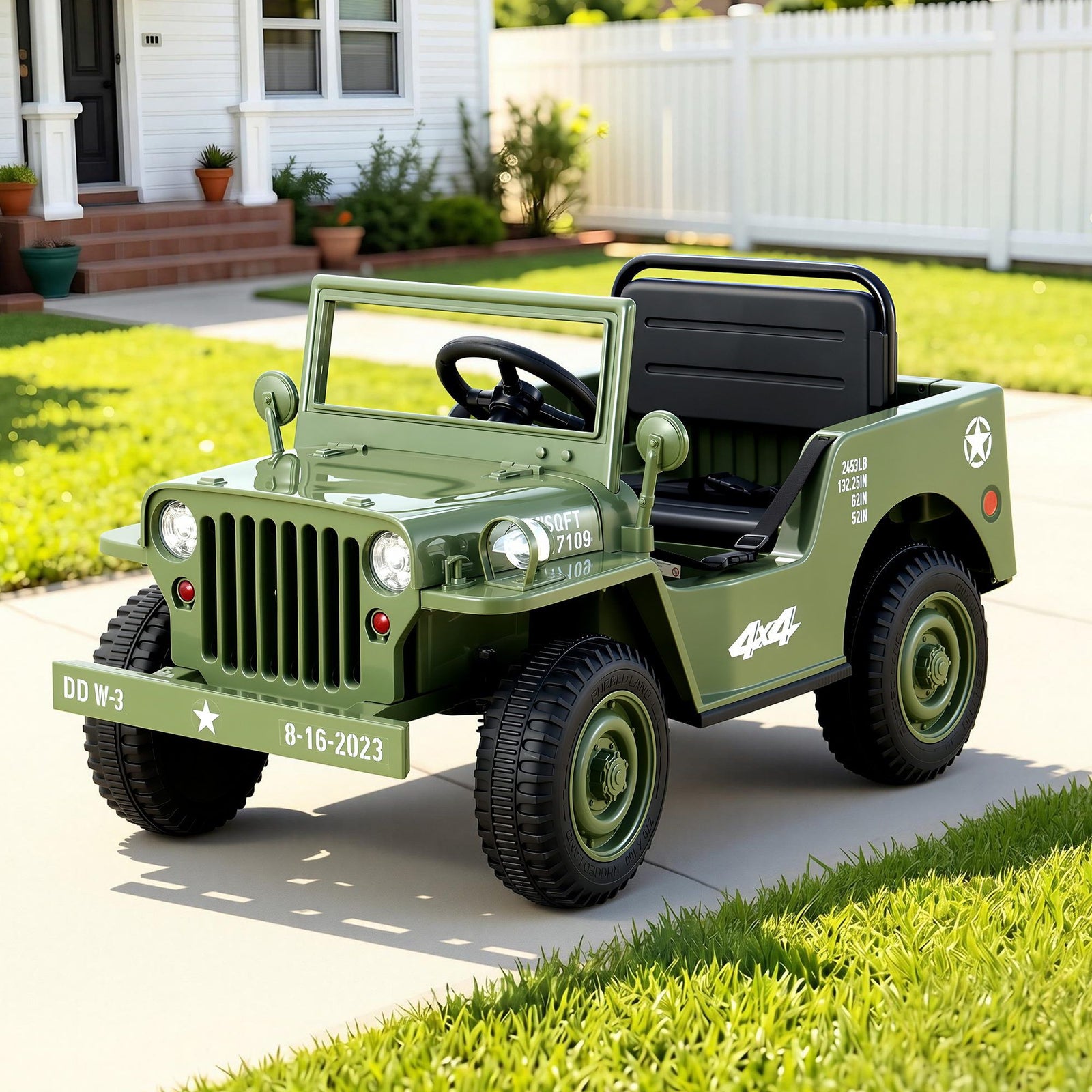 12V Kids Ride On Truck Electric Car Off Road Style with Remote Olive